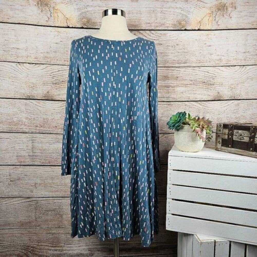 Boden Swing Tunic Long Sleeve Dress Teal Abstract Dress‎ Size 4